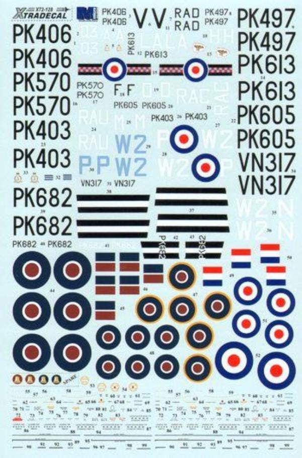 Xtradecal X72128 1/72 Supermarine Spitfire F.22 Model Decals - SGS Model Store