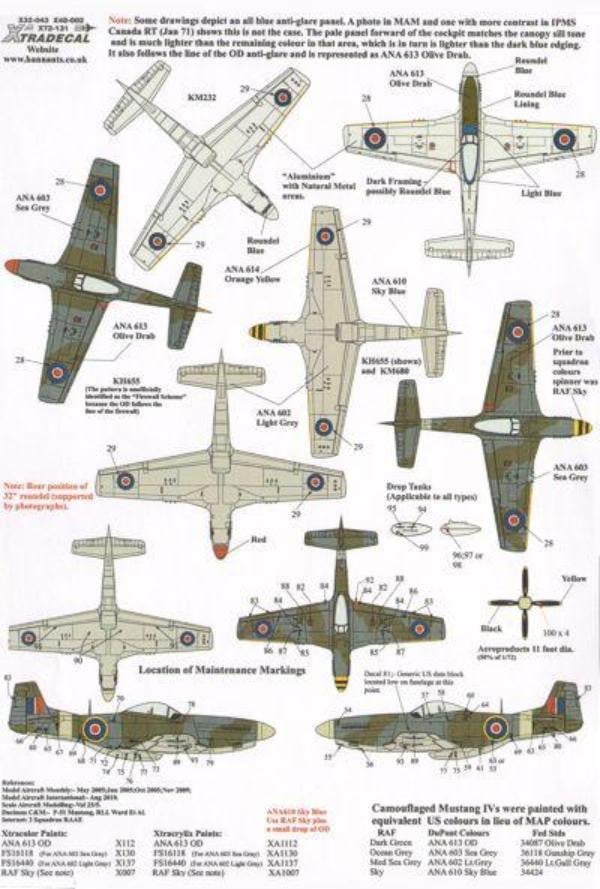 Xtradecal X72131 1/72 P-51D Mustang Mk.IV in RAF service Model Decals - SGS Model Store