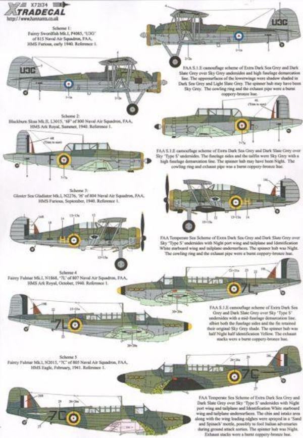 Xtradecal X72134 1/72 Fleet Air Arm (FAA) Selection 1939-41 Model Decals - SGS Model Store