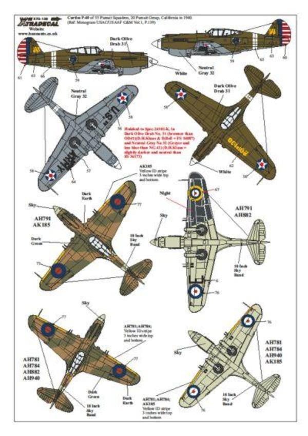 Xtradecal X72139 1/72 Curtiss P-40B Tomahawk Model Decals - SGS Model Store