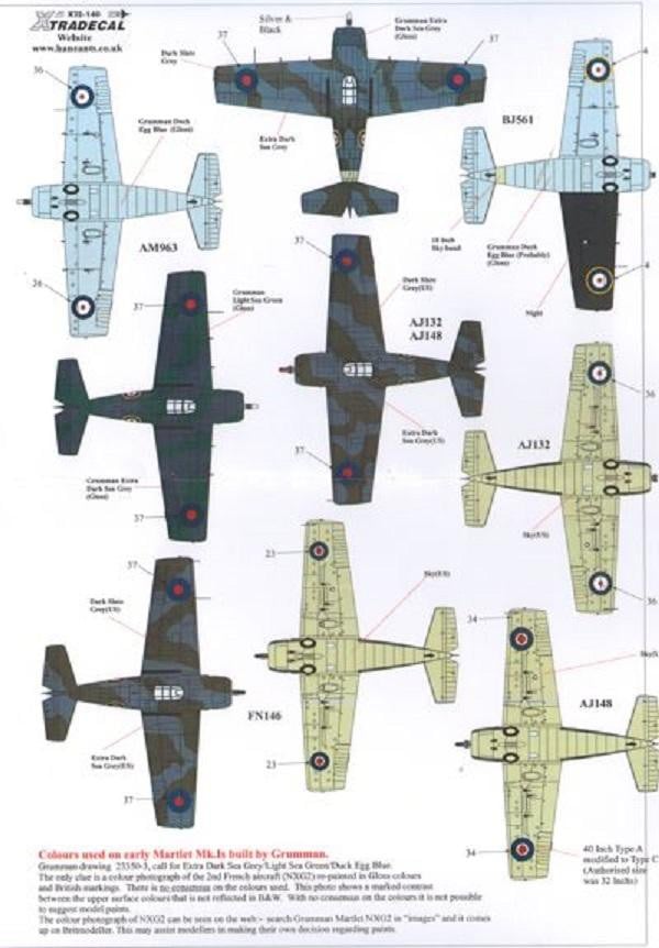 Xtradecal X72140 1/72 Yanks with Roundels Part 1 FAA Model Decals - SGS Model Store