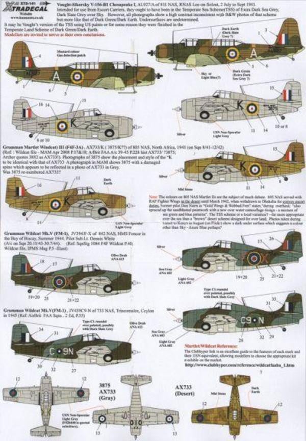 Xtradecal X72141 1/72 Yanks with Roundels Part 2 FAA Model Decals - SGS Model Store