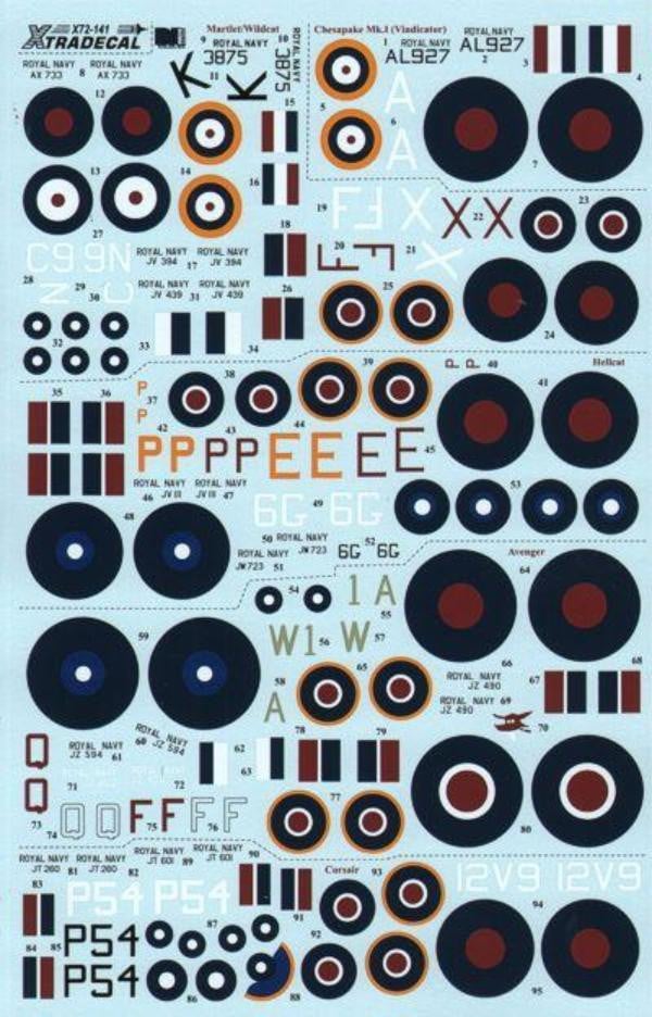 Xtradecal X72141 1/72 Yanks with Roundels Part 2 FAA Model Decals - SGS Model Store