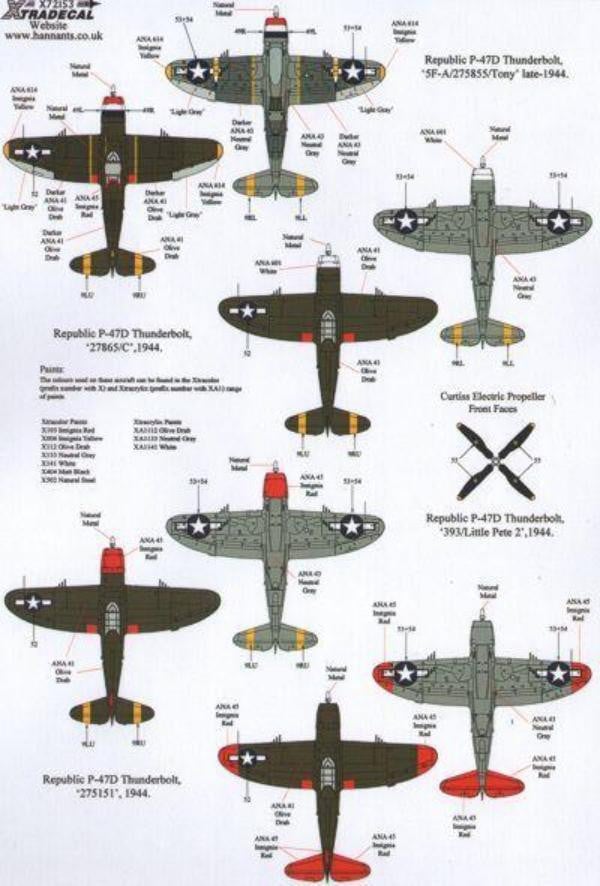 Xtradecal X72153 1/72 War Weary P-47D Thunderbolts Model Decals - SGS Model Store