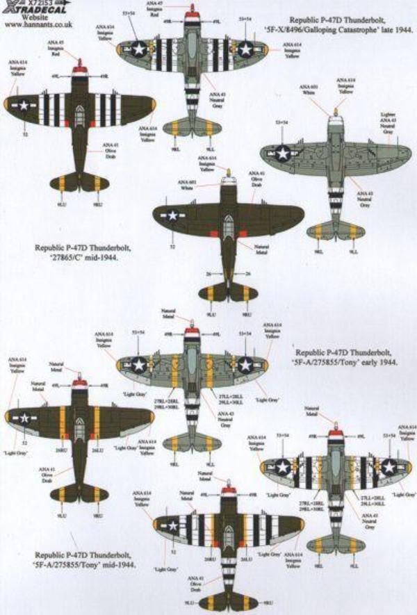 Xtradecal X72153 1/72 War Weary P-47D Thunderbolts Model Decals - SGS Model Store