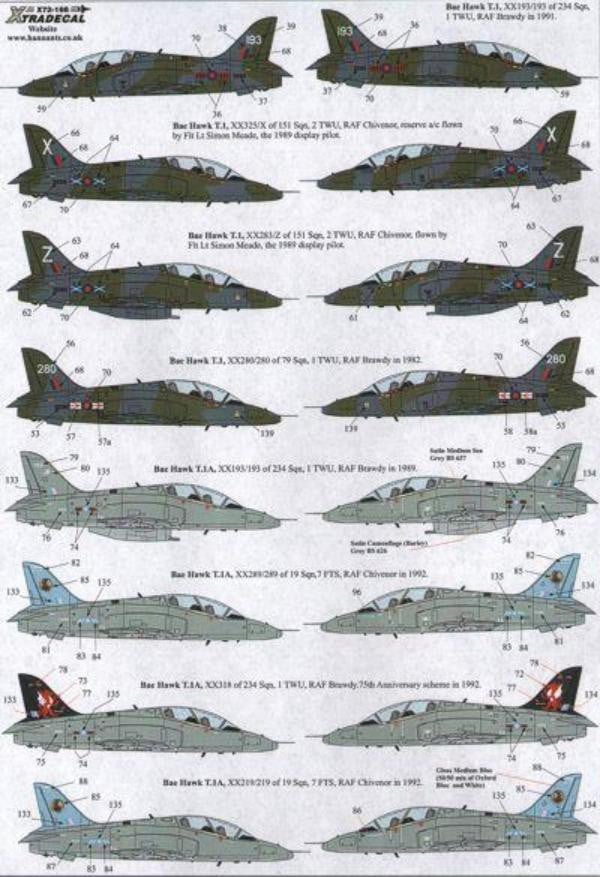 Xtradecal X72166 1/72 BAe Hawks T.1 & T.1A 1979-1992 Model Decals - SGS Model Store