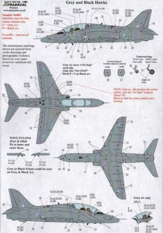 Xtradecal X72168 1/72 BAe Hawk Maintenance Data Model Decals - SGS Model Store