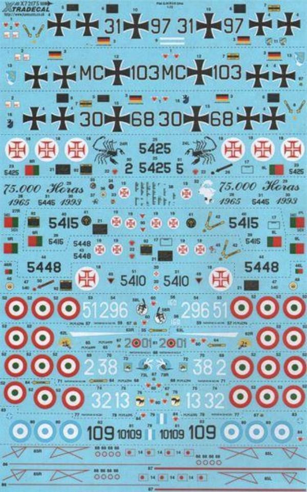 Xtradecal X72175 1/72 Fiat G.91 Model Decals - SGS Model Store