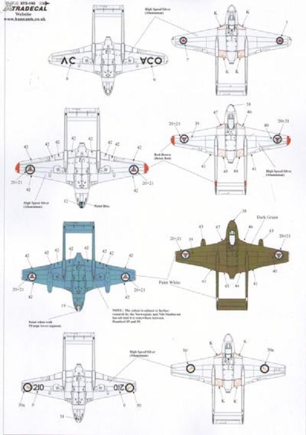Xtradecal X72192 1/72 DH 100 Vampire Overseas Users Model Decals - SGS Model Store