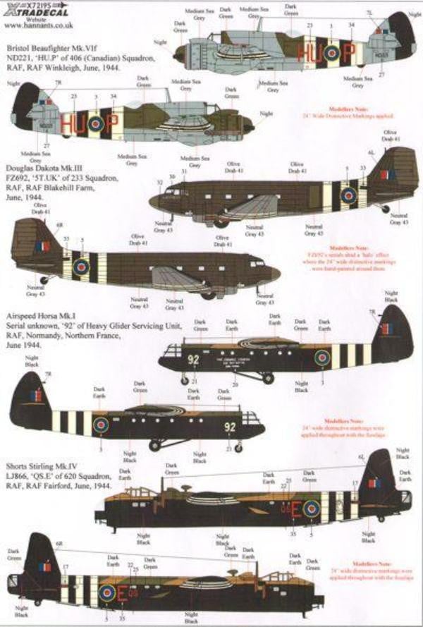 Xtradecal X72195 1/72 D-Day 70th Anniversary Pt 2 RAF Model Decals - SGS Model Store