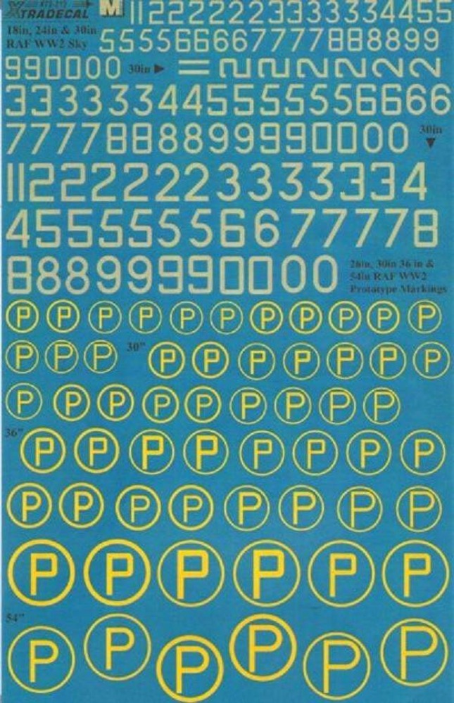 Xtradecal X72213 1/72 RAF WWII Sky code Numbers Model Decals - SGS Model Store