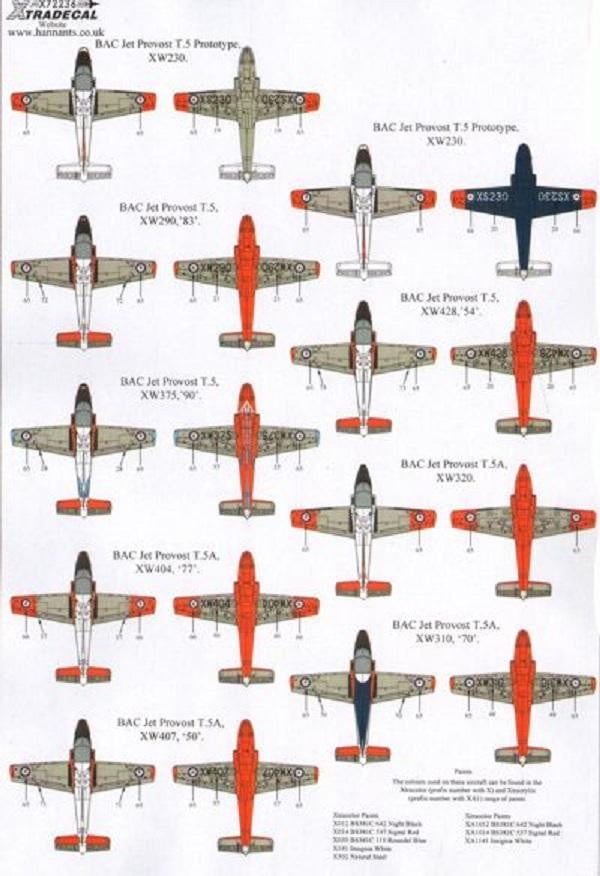 Xtradecal X72236 1/72 BAC Jet Provost T.Mk.5 RAF Model Decals - SGS Model Store