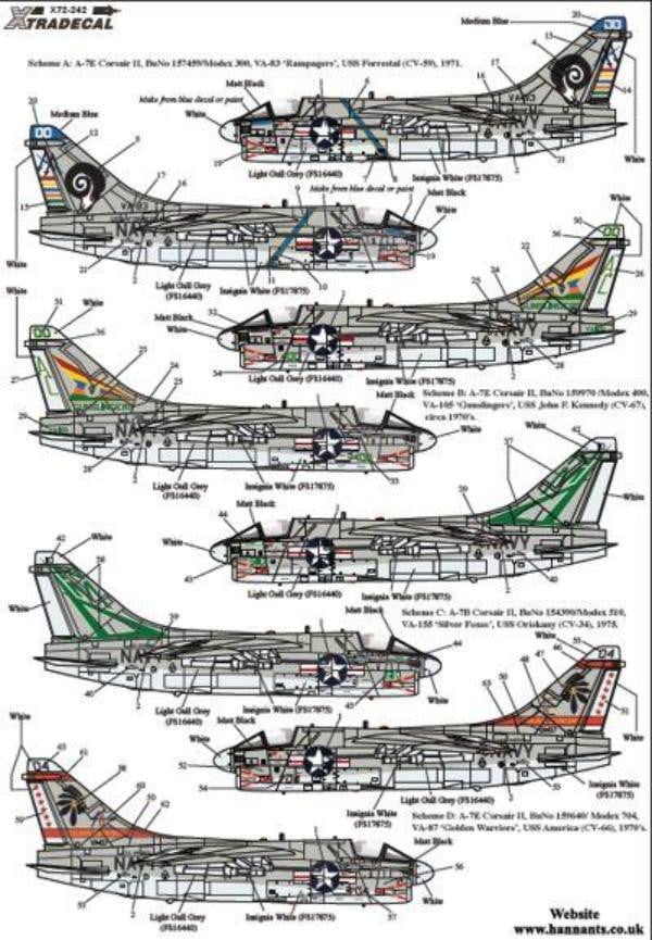 Xtradecal X72242 1/72 US Navy Vought A-7 Corsair II Part Three Model Decals - SGS Model Store