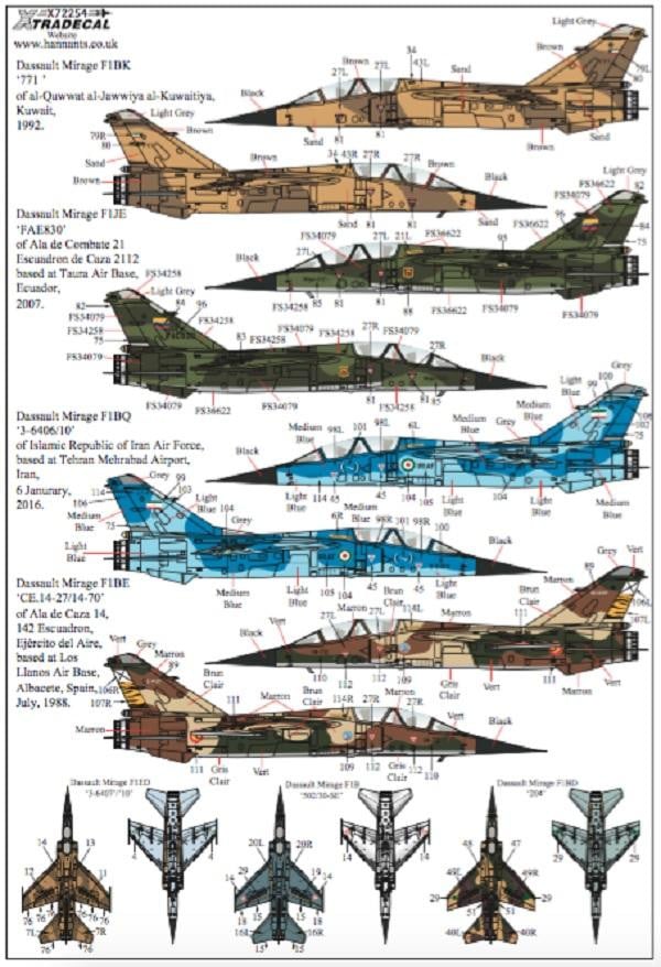 Xtradecal X72254 1/72 Dassault Mirage F.1 Part 2 Model Decals - SGS Model Store