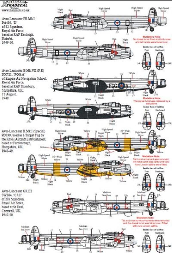 Xtradecal X72256 1/72 Post War Avro Lancaster Model Decals - SGS Model Store