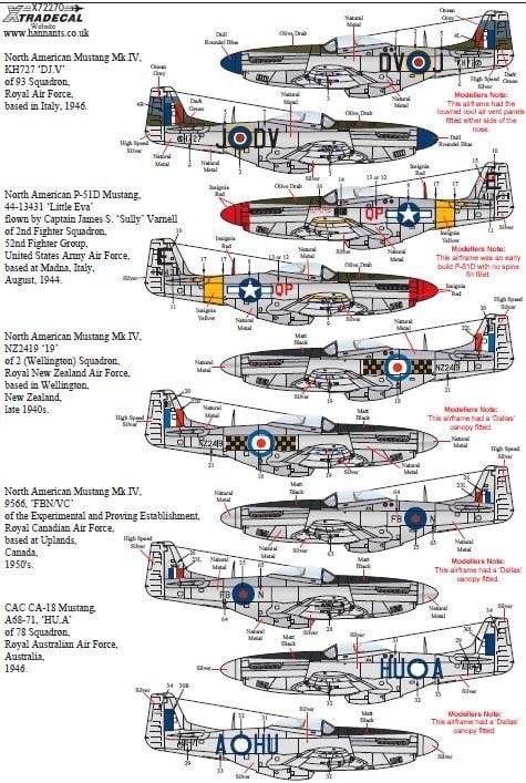 Xtradecal X72270 1/72 North American Bubbletop P-51 Mustang  Model Decals - SGS Model Store