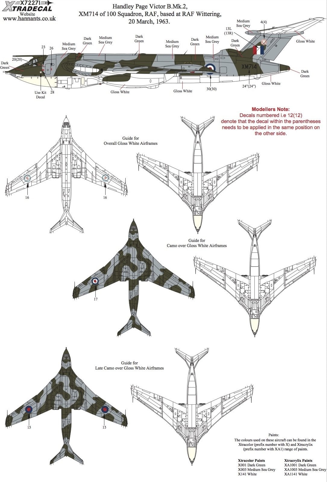 Xtradecal X72271 1/72 Handley-Page Victor B.2 Collection Model Decals - SGS Model Store
