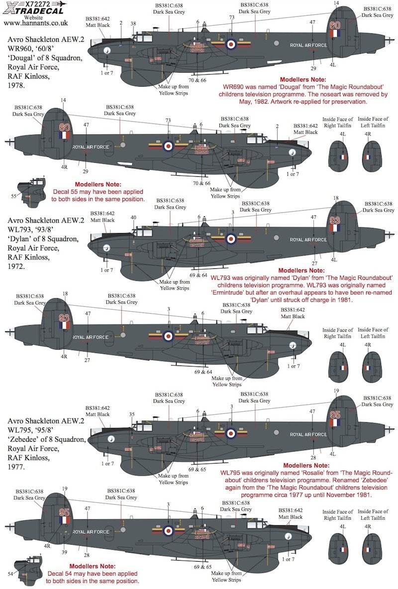 Xtradecal X72272 1/72 Avro Shackleton Pt3 Nose Art AEW.2 Model Decals - SGS Model Store