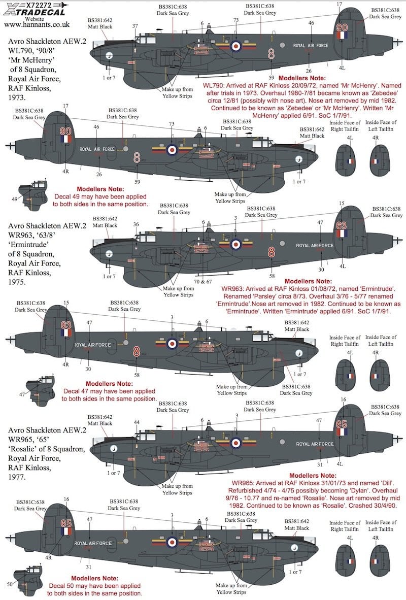 Xtradecal X72272 1/72 Avro Shackleton Pt3 Nose Art AEW.2 Model Decals - SGS Model Store