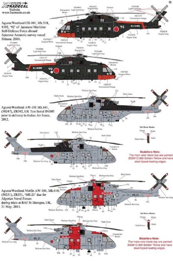 Xtradecal X72279 1/72 Agusta Westland Merlin Operators Model Decals - SGS Model Store