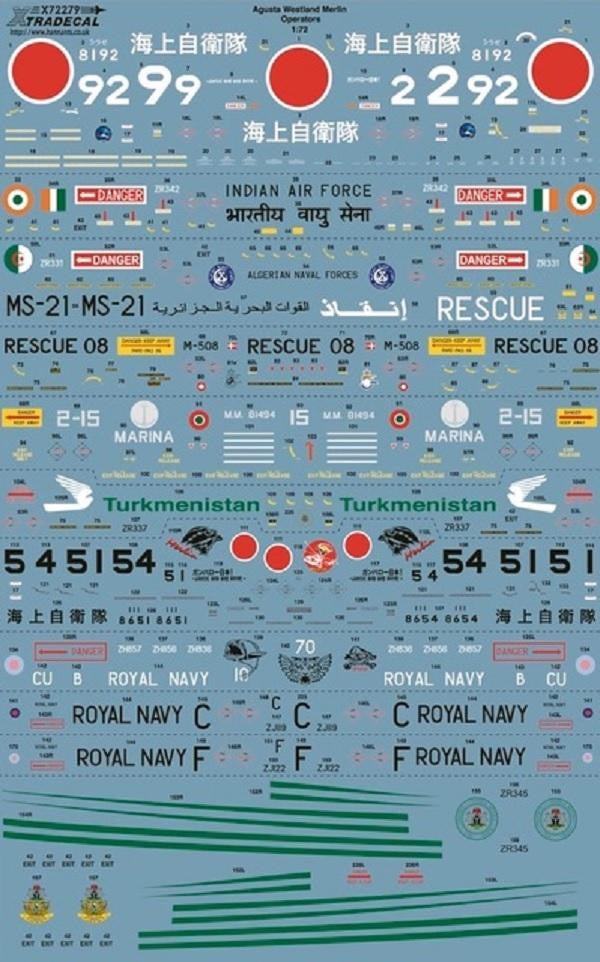 Xtradecal X72279 1/72 Agusta Westland Merlin Operators Model Decals - SGS Model Store