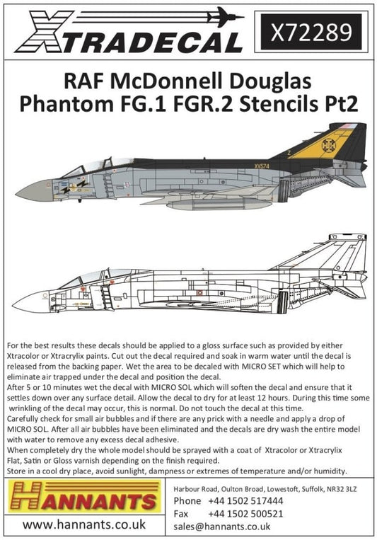 Xtradecal X72289 1/72 RAF Phantom FG.1/FGR.2 Stencils Part 2 Model Decals - SGS Model Store