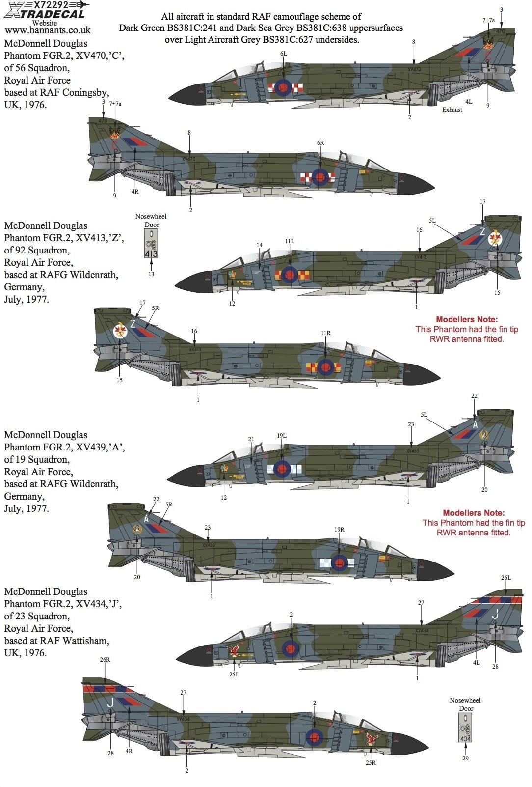 Xtradecal X72292 1/72 RAF FGR.2 Phantom Pt.3 Model Decals - SGS Model Store