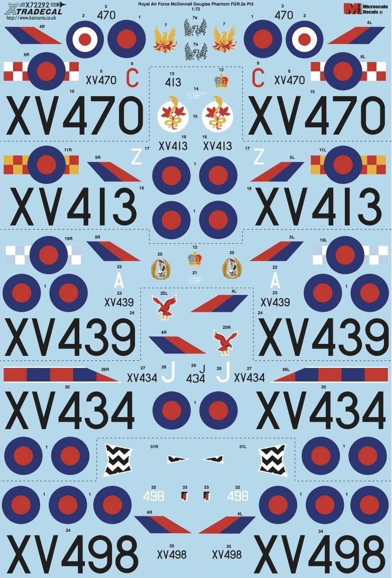 Xtradecal X72292 1/72 RAF FGR.2 Phantom Pt.3 Model Decals - SGS Model Store