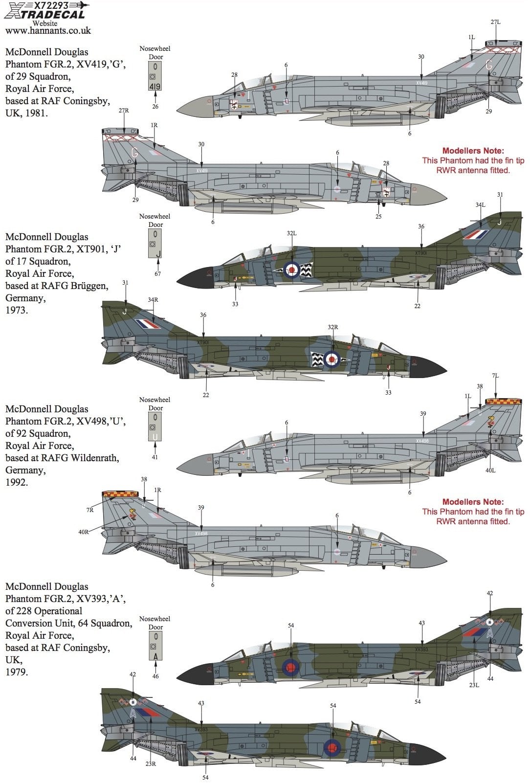 Xtradecal X72293 1/72 RAF FG.1 & FGR.2 Phantom Pt.4 Model Decals - SGS Model Store