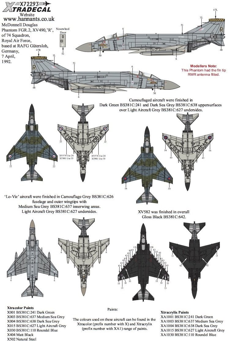 Xtradecal X72293 1/72 RAF FG.1 & FGR.2 Phantom Pt.4 Model Decals - SGS Model Store