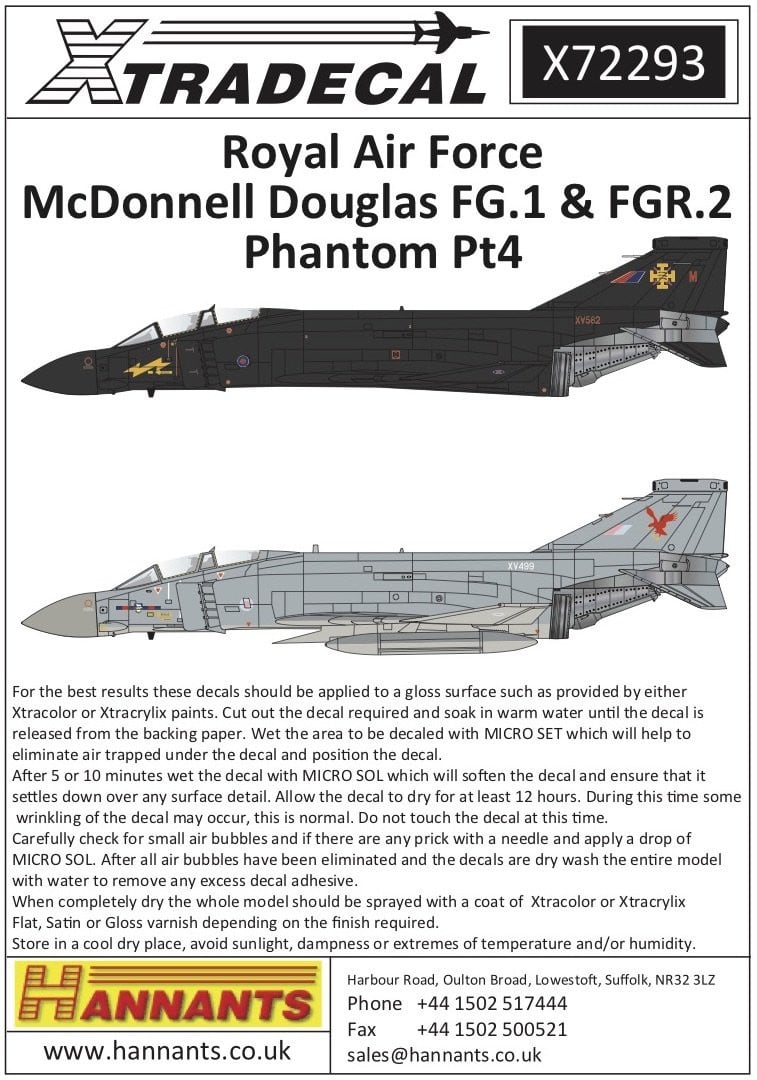 Xtradecal X72293 1/72 RAF FG.1 & FGR.2 Phantom Pt.4 Model Decals - SGS Model Store