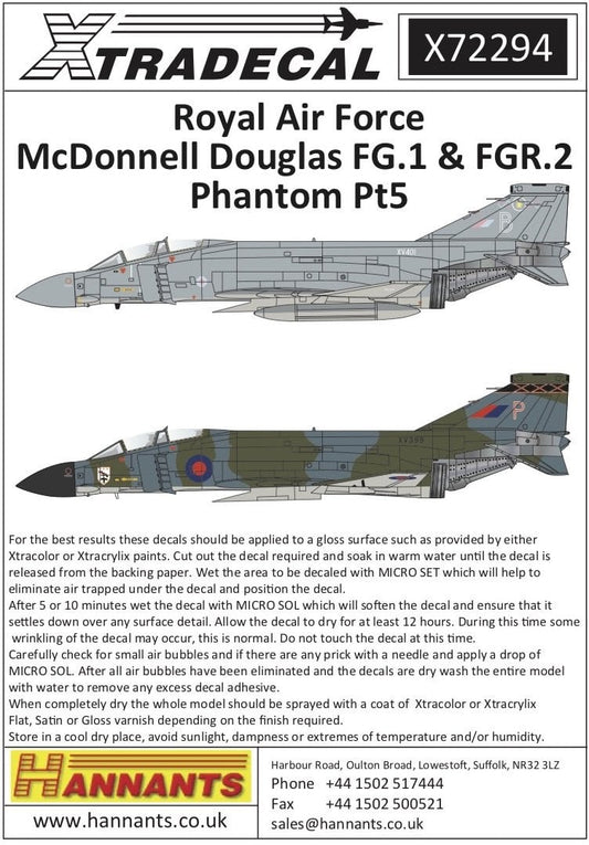Xtradecal X72294 1/72 RAF FG.1 & FGR.2 Phantom Pt.5 Model Decals - SGS Model Store