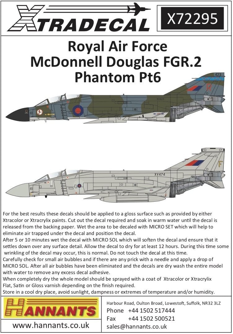 Xtradecal X72295 1/72 RAF FG.1 & FGR.2 Phantom Pt.6 Model Decals - SGS Model Store