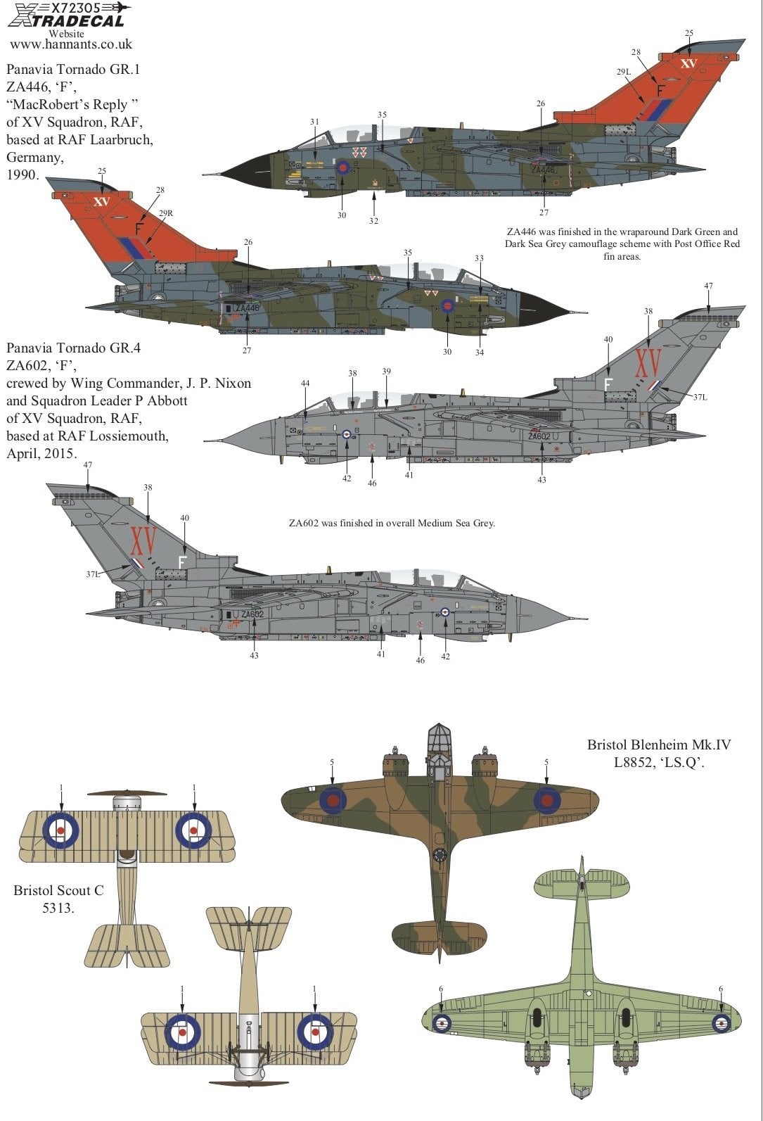 Xtradecal X72305 1/72 RAF XV Squadron History Model Decals - SGS Model Store