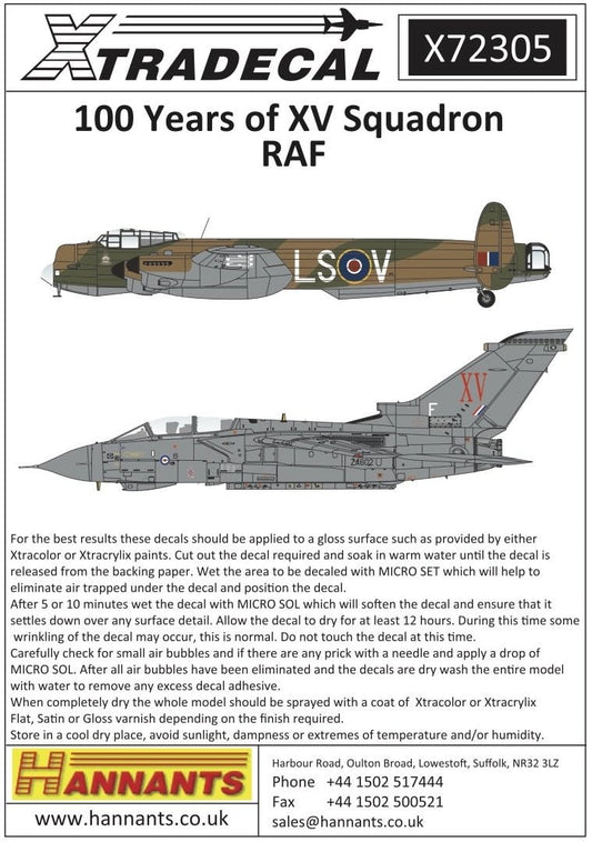 Xtradecal X72305 1/72 RAF XV Squadron History Model Decals - SGS Model Store