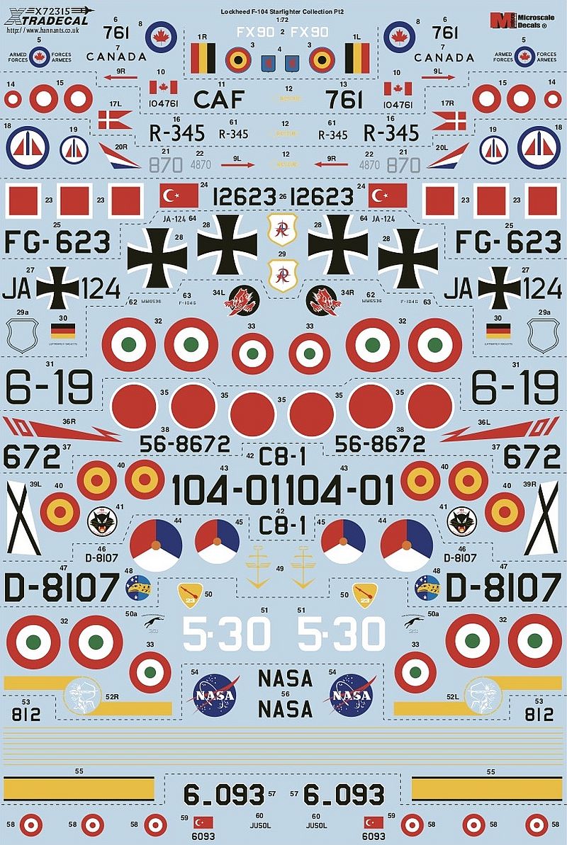 Xtradecal X72315 Lockheed F-104 Starfighter Collection Pt2 Decals 1/72