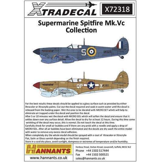 Xtradecal X72318 Supermarine Spitfire Mk.Vc Overseas Users 1/72
