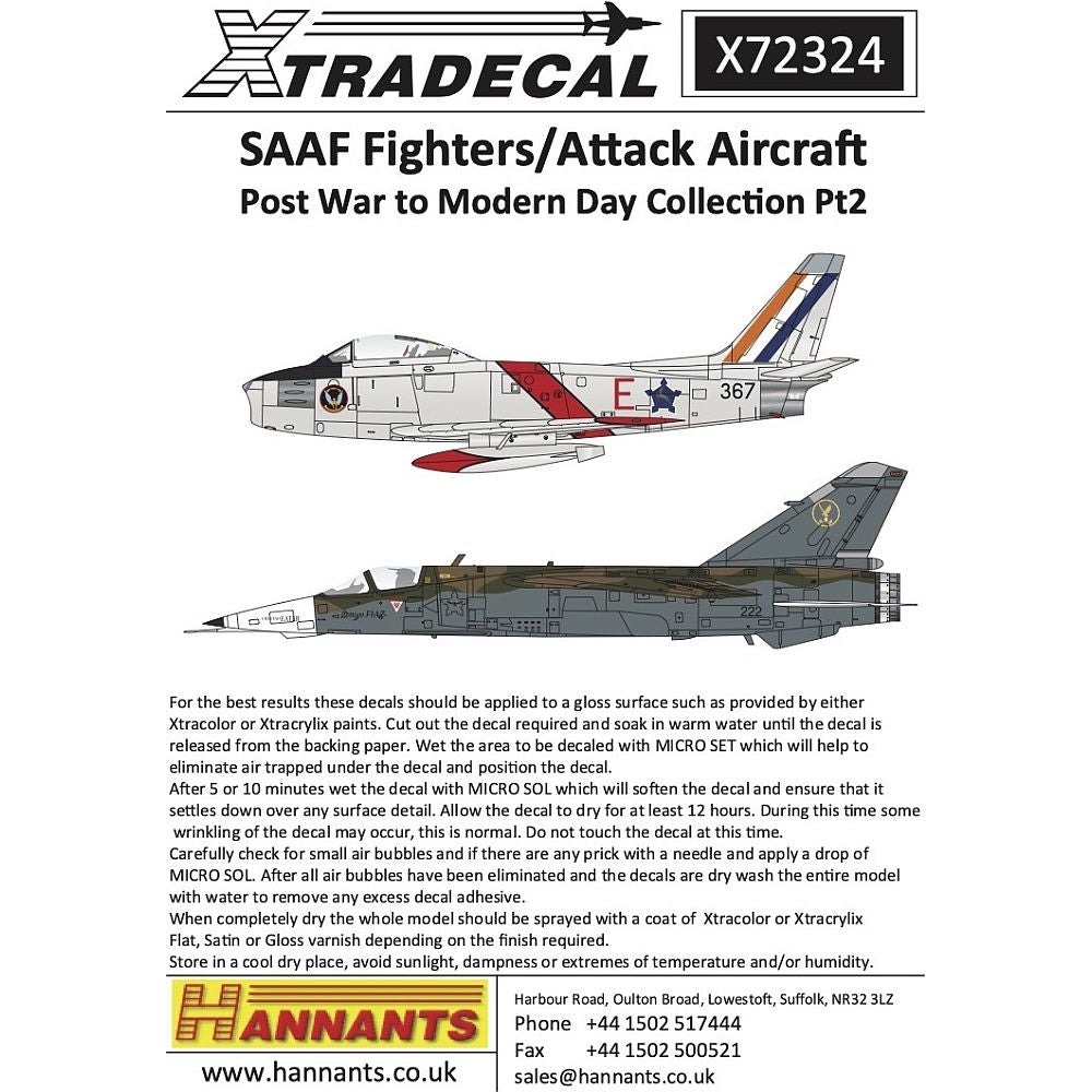 Xtradecal X72324 1/72 SAAF Fighters/Attack Aircraft Post War - Modern Day Pt2