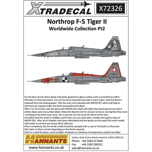 Xtradecal X72326 Northrop F-5 Tiger II Worldwide Collection Pt2 1/72