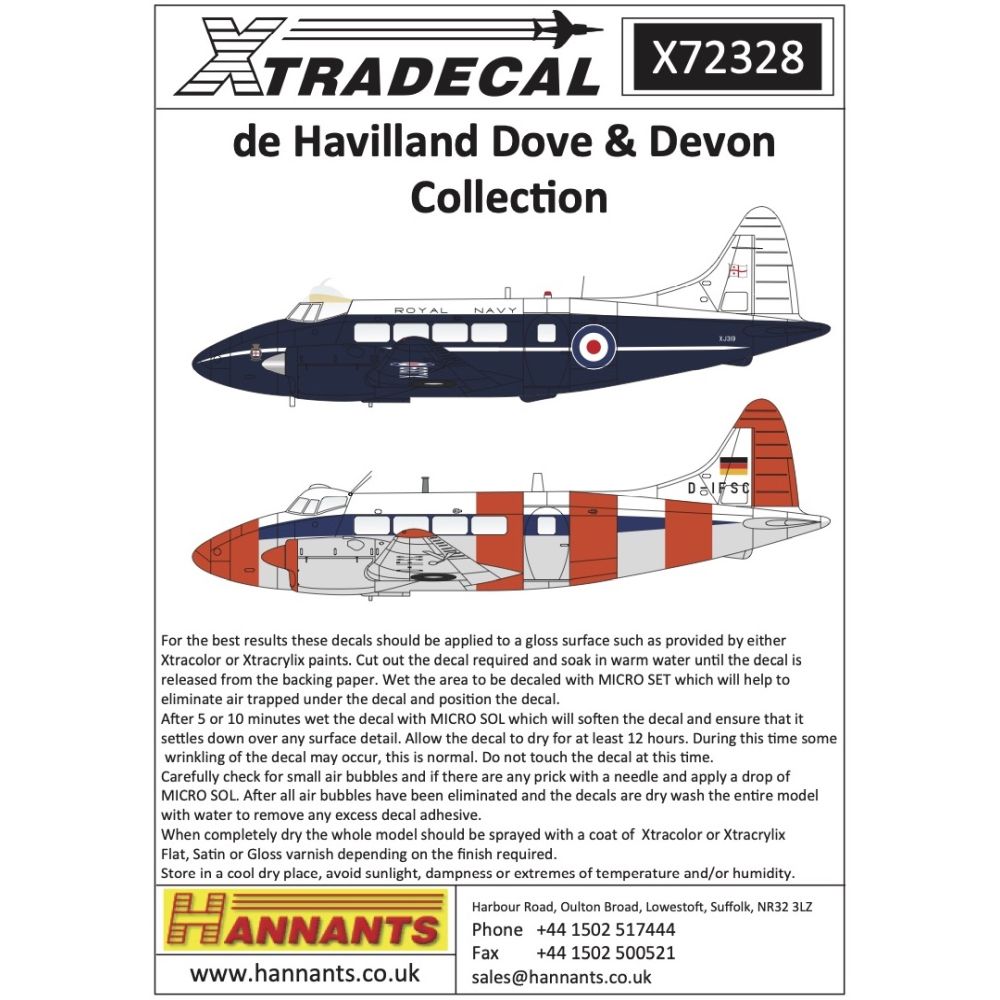 Xtradecal X72328 de Havilland Dove & Devon Collection 1/72