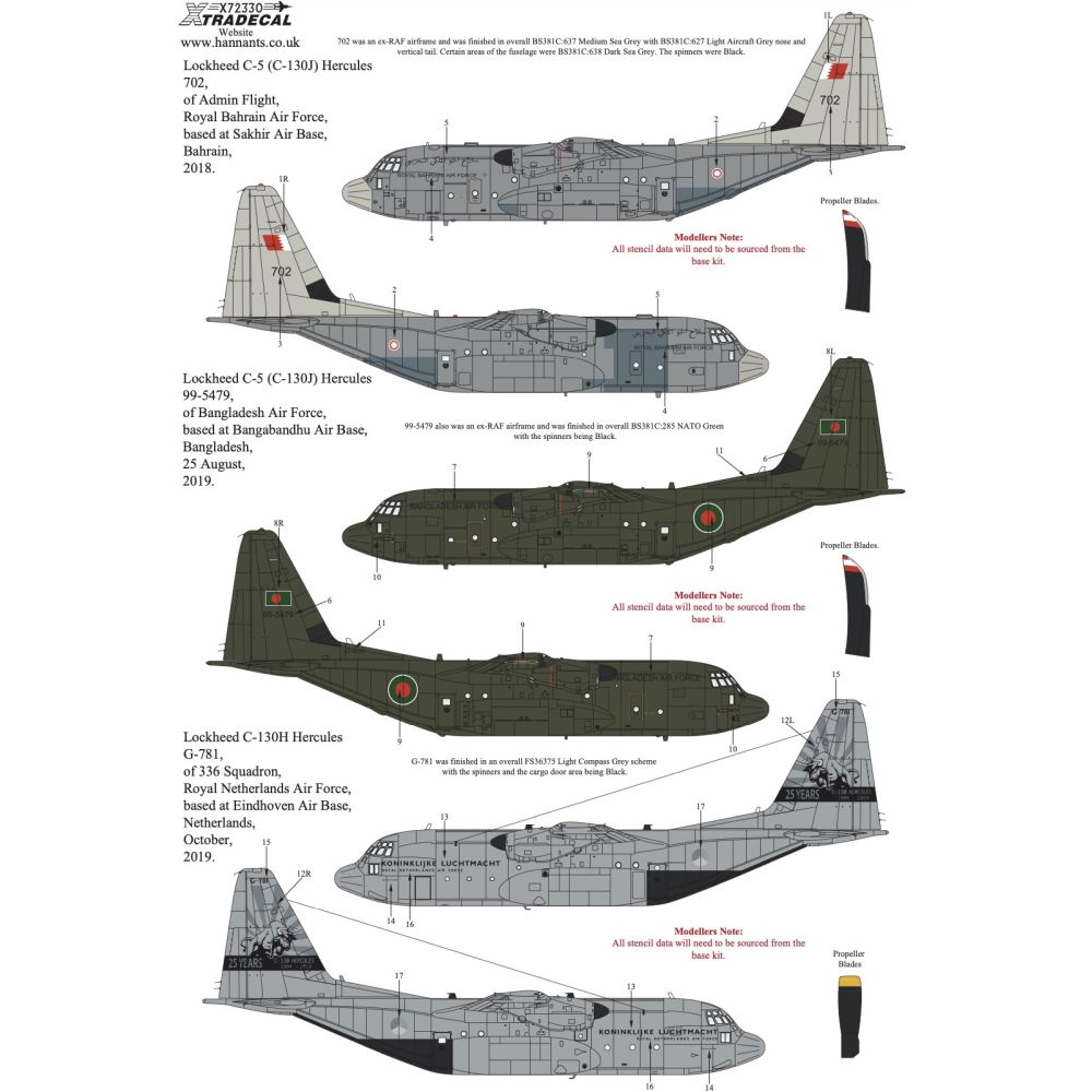 Xtradecal X72330 Lockheed C-130 Hercules Collection Pt2 1/72