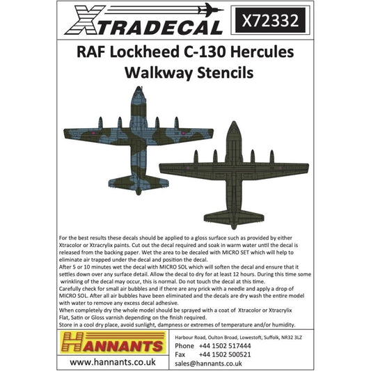 Xtradecal X72332 RAF Lockheed C-130 Hercules Walkway Stencils 1/72