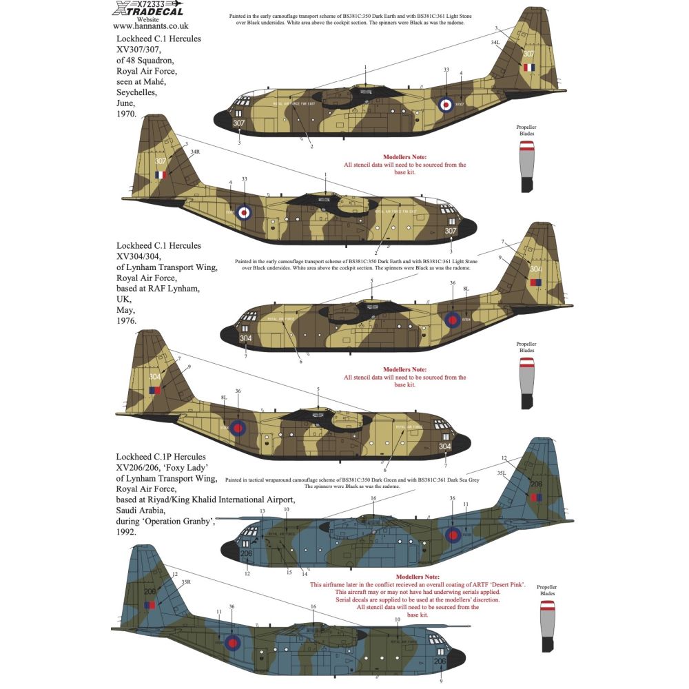 Xtradecal X72333 RAF Lockheed C-130 Hercules Collection 1/72