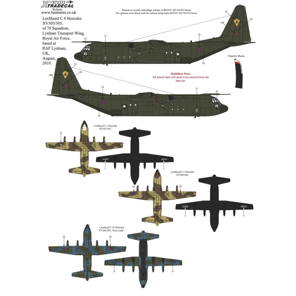 Xtradecal X72333 RAF Lockheed C-130 Hercules Collection 1/72