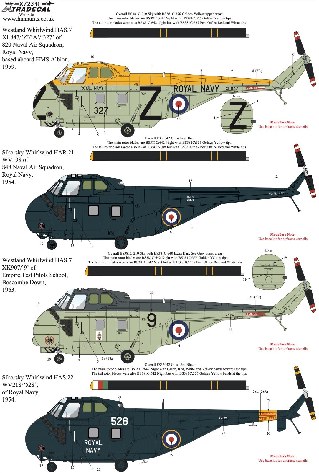 Xtradecal X72341 Westland Whirlwind Collection 1/72