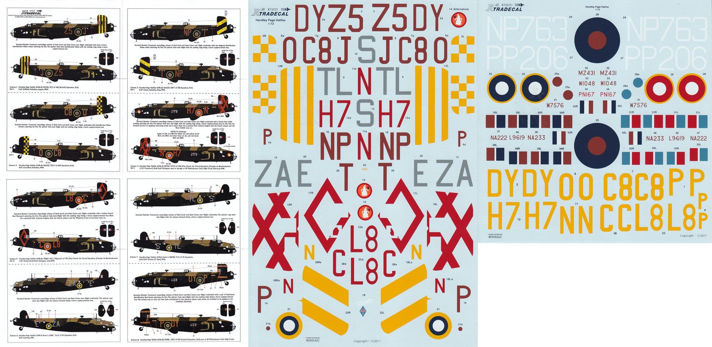 Xtradecal X72133 1/72 Halifax B.Mk.I/Mk.II and B.Mk.III Model Decals - SGS Model Store