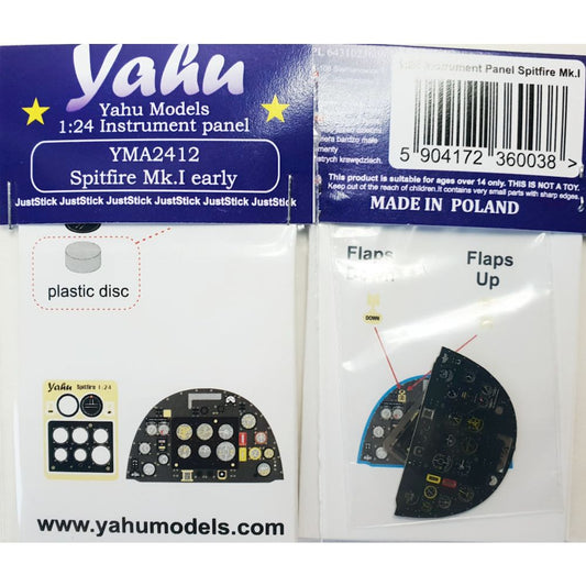 Yahu Models YMA2412 Spitfire Mk.I Instrument Panel for Airfix 1/24
