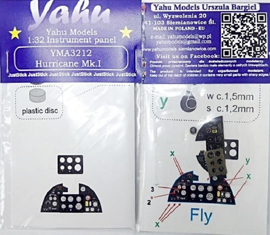 Yahu Models YMA3212 1/32 Hurricane Mk.I Instrument Panel for Fly - SGS Model Store