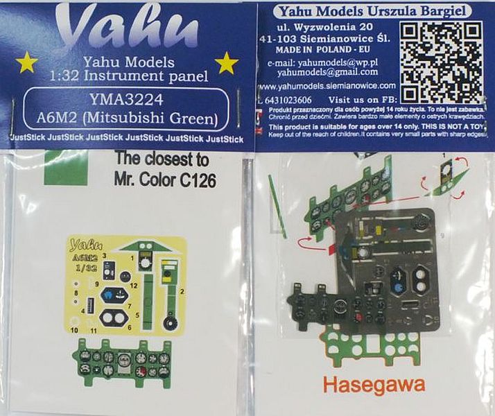 Yahu Models YMA3224 1/32 Mitsubishi A6M2 'Zero' Mitsubishi Green Instrument Panel - SGS Model Store