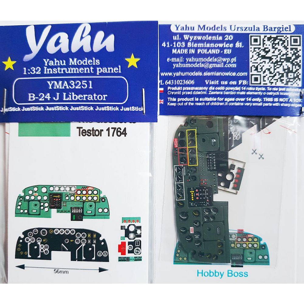 Yahu Models YMA3251 1/32 B-24 J Liberator Instrument Panel Hobby Boss